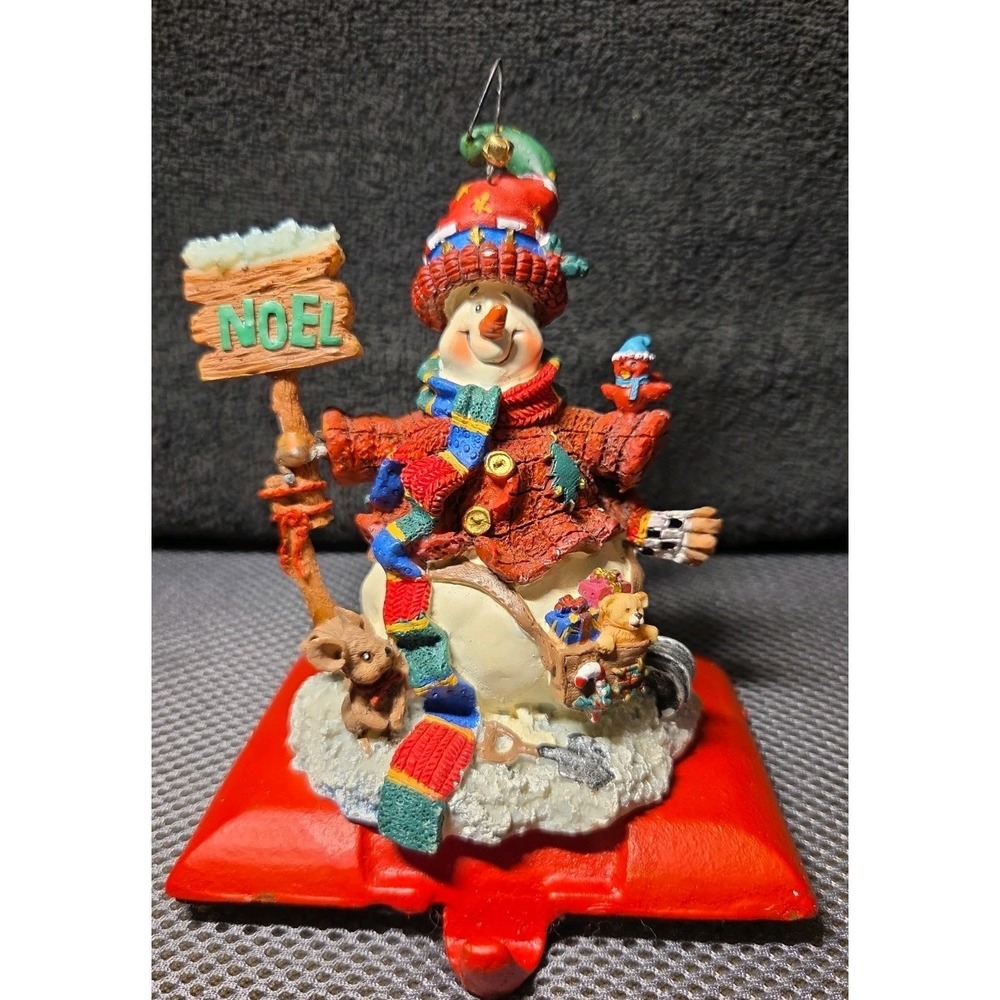 Snowman Cast Iron Base Stocking Hanger Christmas Decor